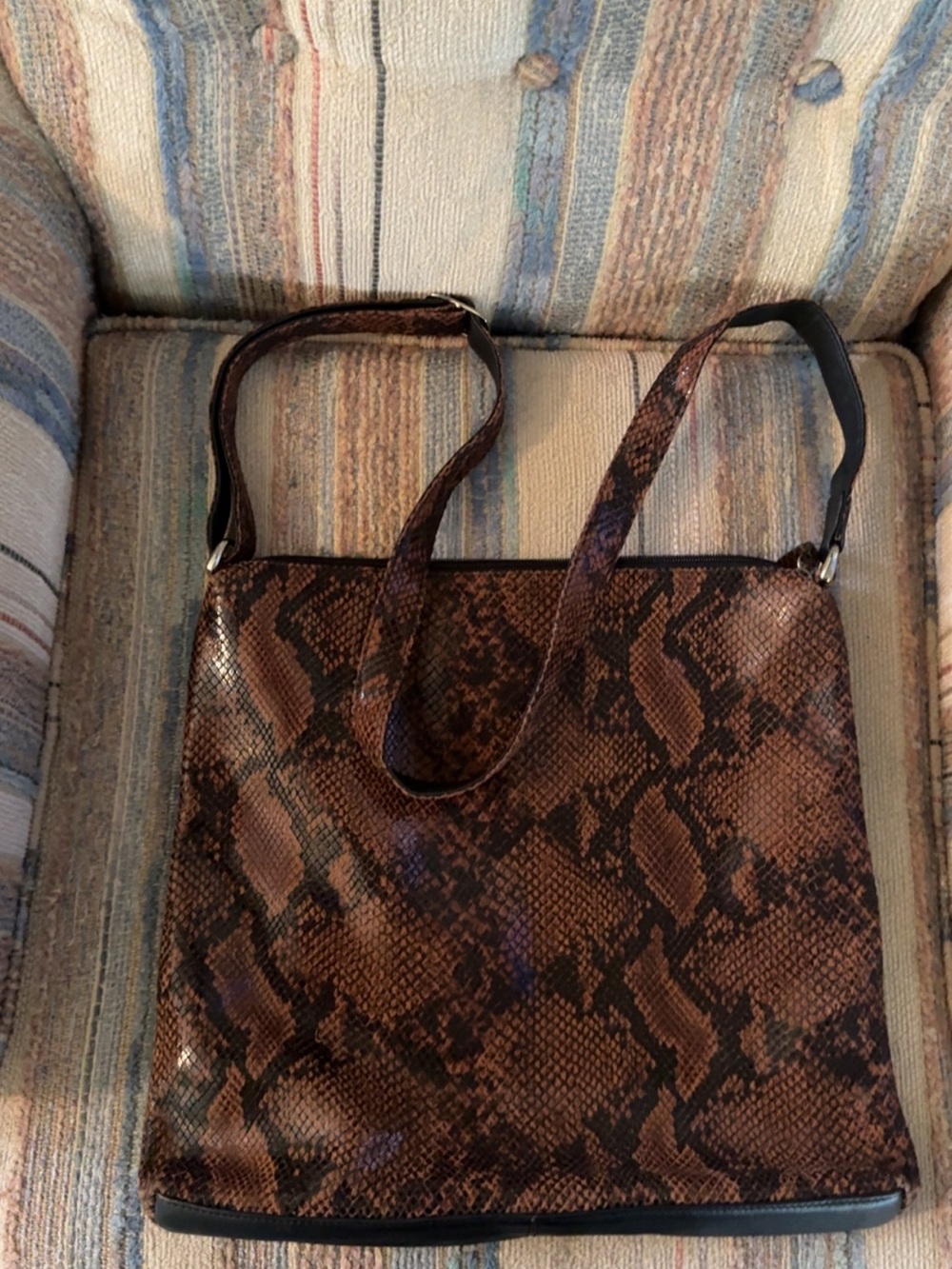 b. makowsky Brown Snake-Print Tote